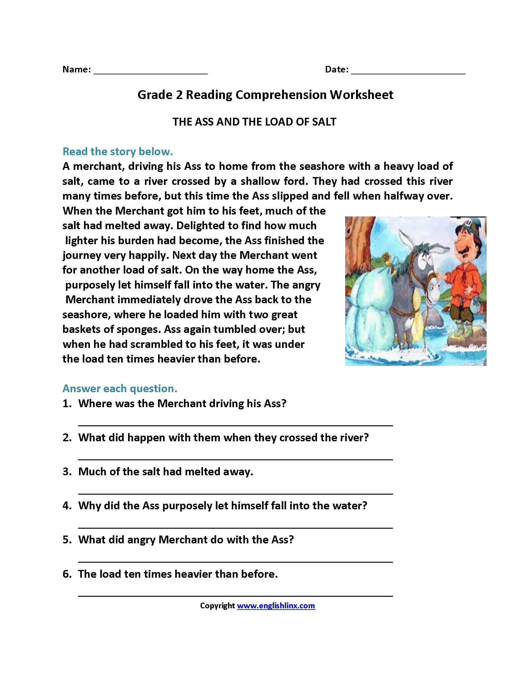 reading comprehension grade 6 worksheets pdf