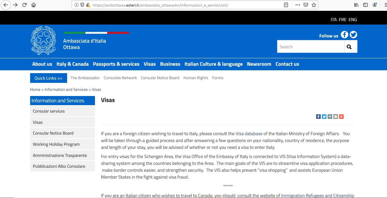 italian embassy visa application online