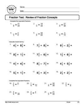 operations on fractions worksheet pdf