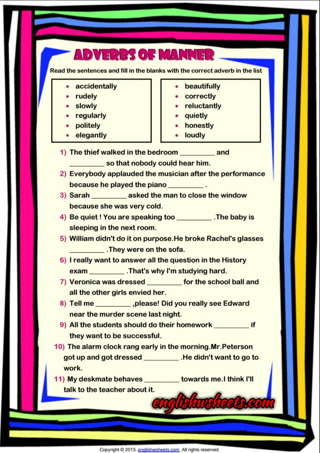 adverb of manner worksheet pdf