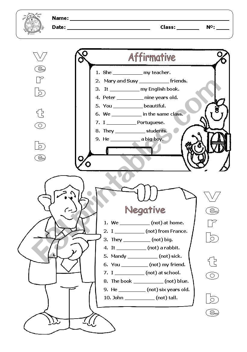 verb to be affirmative form exercises pdf
