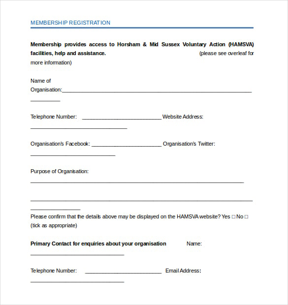 ngo membership application form template