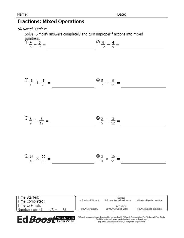 operations on fractions worksheet pdf