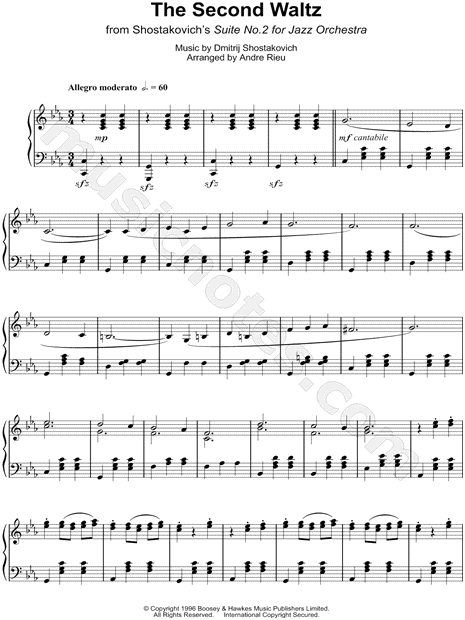 valse no 2 shostakovich piano sheet pdf by free.score